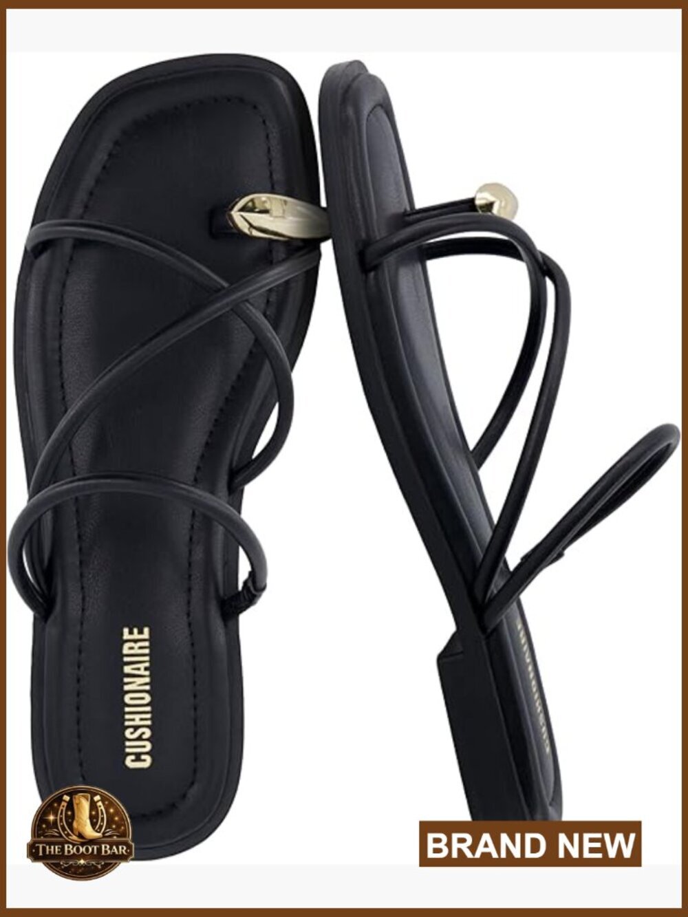 Strappy Toe-Loop Slide Sandals with Memory Foam